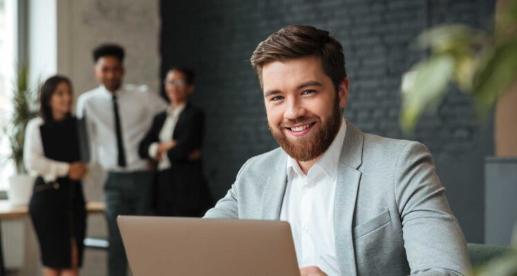 man using laptop